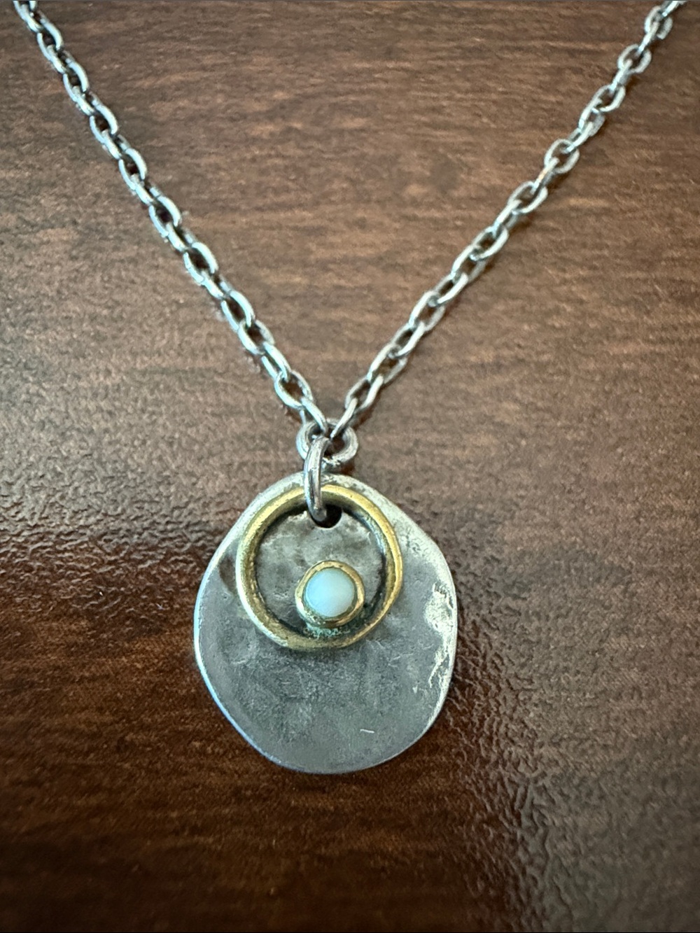 Silpada 925 sterling silver river shell hammered necklace